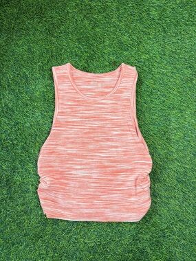 Aerie Orange Ribbed Ruched Side Tank Top Stretch Fitted Casual Summer Women’s LG